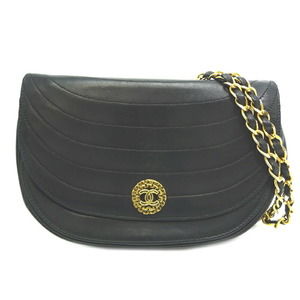 Chanel Half Moon Chain Lambskin Shoulder Bag Black